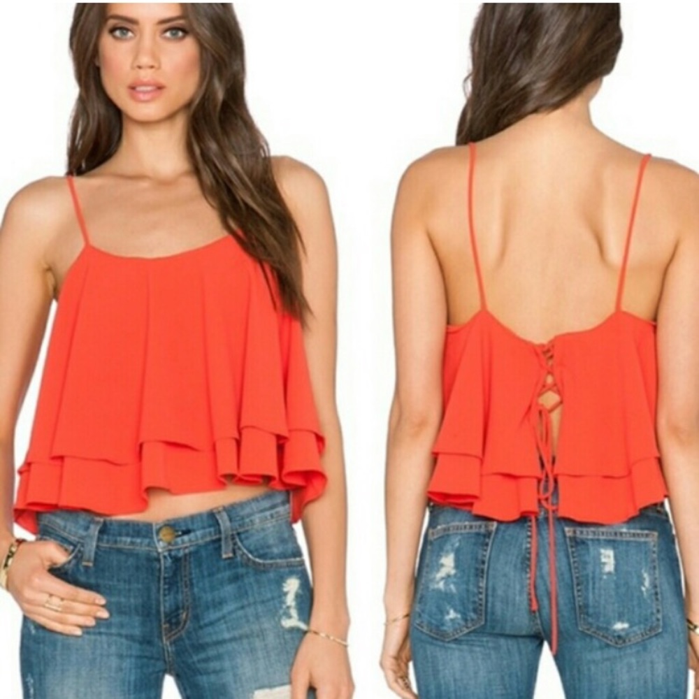 FREE PEOPLE Tropical Wave Swing Lace Up Tank XS